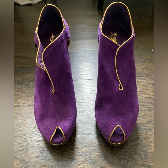 YSL Heel Wedge Shoe Suede Open Toe - Picture 3 of 8